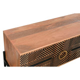 TV furniture Home ESPRIT Black Golden Natural Wood Mango wood 180 x 40 x 50 cm-9