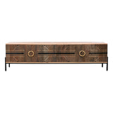 TV furniture Home ESPRIT Black Golden Natural Wood Mango wood 180 x 40 x 50 cm-2
