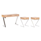 Set of furniture Home ESPRIT Brown Silver Steel Mango wood 110 x 40 x 76 cm (3 Pieces)-3