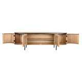 TV furniture Home ESPRIT Black Natural Metal Paolownia wood 180 x 40 x 55 cm-7