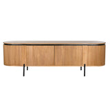 TV furniture Home ESPRIT Black Natural Metal Paolownia wood 180 x 40 x 55 cm-4