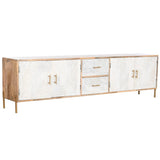 TV furniture Home ESPRIT White Brown Golden Iron Mango wood 180 x 34 x 51 cm-0