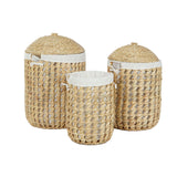 Laundry basket Home ESPRIT White Natural 3 Pieces 46 x 46 x 69 cm-1
