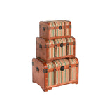 Set of Chests Home ESPRIT Brown Multicolour Wood Canvas Colonial 61 x 43 x 42,5 cm (3 Units)-0