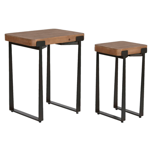 Set of 2 tables Home ESPRIT Brown Black 50 x 38 x 62 cm-0
