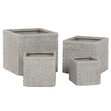 Set of Planters Home ESPRIT Beige Fibreglass Magnesium 44,5 x 44,5 x 42,5 cm (4 Units)-1