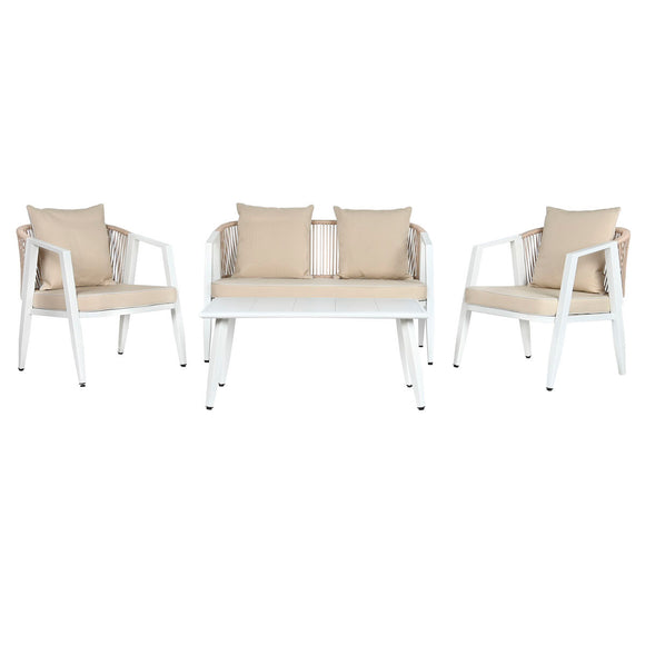 Table Set with 3 Armchairs Home ESPRIT White Steel 123 x 66 x 72 cm-0