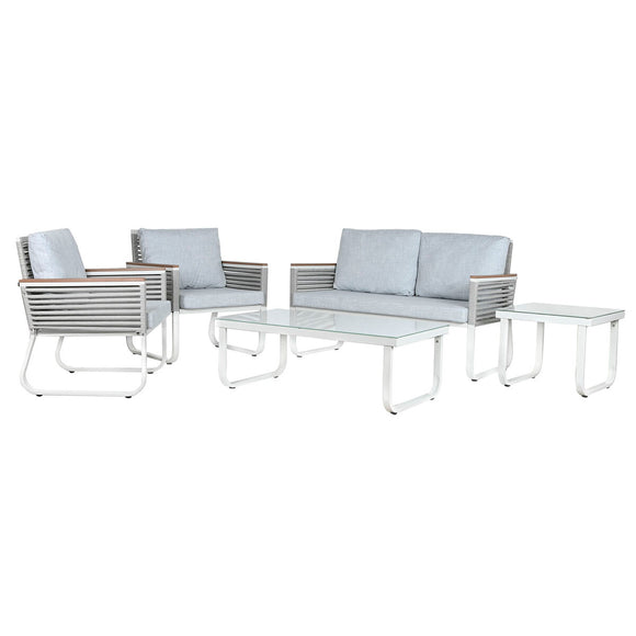 Table Set with 3 Armchairs Home ESPRIT Grey Steel Polycarbonate 128 x 69 x 79 cm-0