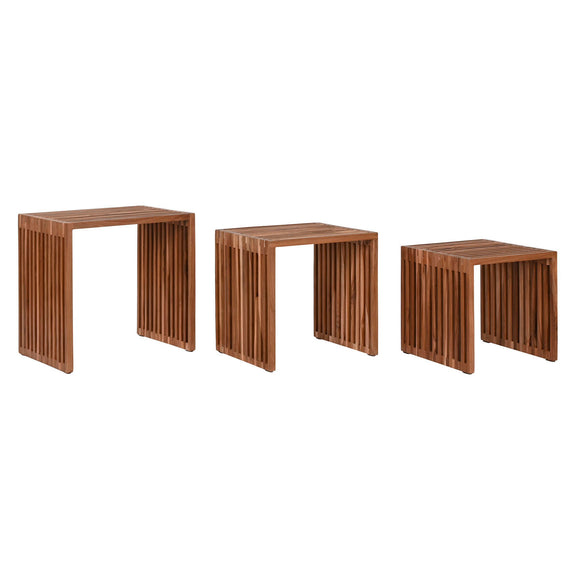 Set of 3 tables Home ESPRIT Natural Teak 40 x 40 x 40 cm-0