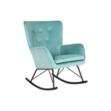 Rocking Chair Home ESPRIT Black Sky blue Polyester Metal 68 x 90 x 92 cm-0