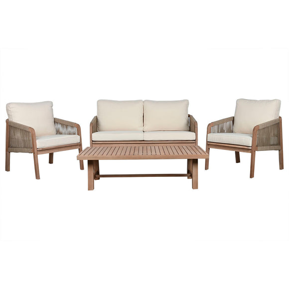Table Set with 3 Armchairs Home ESPRIT Brown Rope Acacia 138 x 79 x 83 cm-0