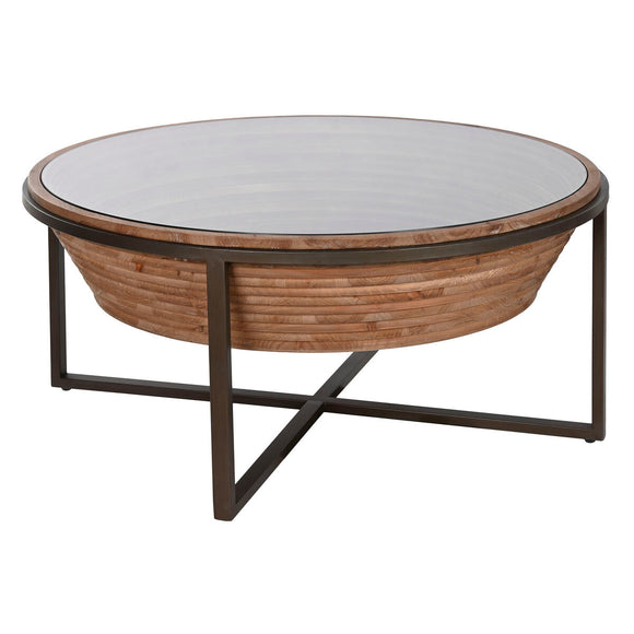 Centre Table Home ESPRIT Crystal Fir wood 102 x 102 x 46 cm-0