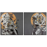 Painting Home ESPRIT Flowers Modern 100 x 3,5 x 100 cm (2 Units)-0