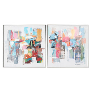 Painting Home ESPRIT Abstract Modern 82 x 4,5 x 82 cm (2 Units)-0