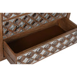 Chest of drawers Home ESPRIT Brown Black Silver Mango wood Mirror Indian Man 80 x 38 x 80 cm-5