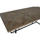 Dining Table Home ESPRIT Black Natural Metal Fir 195 x 90 x 76 cm-5