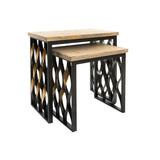 Set of 2 tables Home ESPRIT Wood Metal 64 x 34 x 65 cm-1