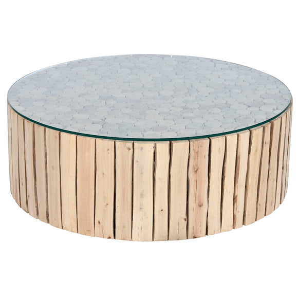 Centre Table Home ESPRIT Natural Crystal Eucalyptus wood 90 x 90 x 30 cm-0