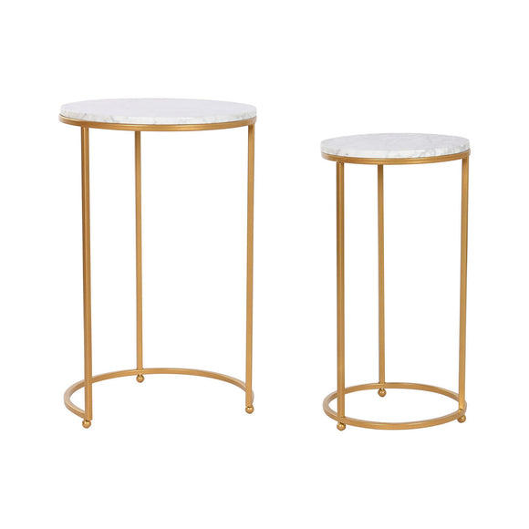 Set of 2 tables Home ESPRIT Golden Metal Marble 40 x 40 x 64 cm-0