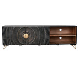 TV furniture Home ESPRIT Black Metal Mango wood 160 x 40 x 50 cm-1