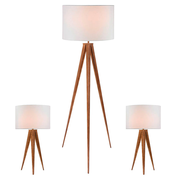 Floor Lamp Home ESPRIT Brown Wood Metal Aluminium 40 x 40 x 153 cm (3 Pieces)-0