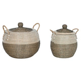 Basket set Home ESPRIT White Black Natural (2 Pieces)-0