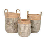 Basket set Home ESPRIT White Natural Light brown PVC Rope Seagrass Rushes (3 Pieces)-0