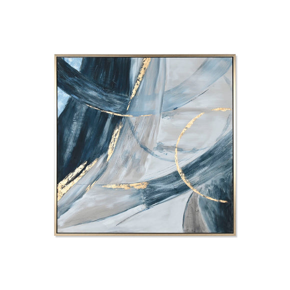 Painting Home ESPRIT Blue White Abstract Modern 131 x 3,8 x 131 cm-0