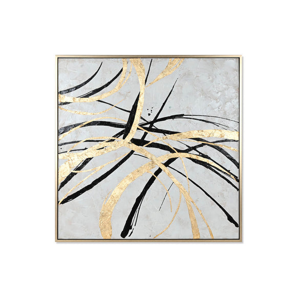Painting Home ESPRIT White Golden Abstract Modern 131 x 4 x 131 cm-0