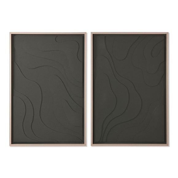 Painting Home ESPRIT Green Beige Dark grey polystyrene MDF Wood Abstract Scandinavian (2 Units)-0