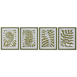 Painting Home ESPRIT White Green Tropical Leaf of a plant 40 x 2,5 x 50 cm (4 Units)-0