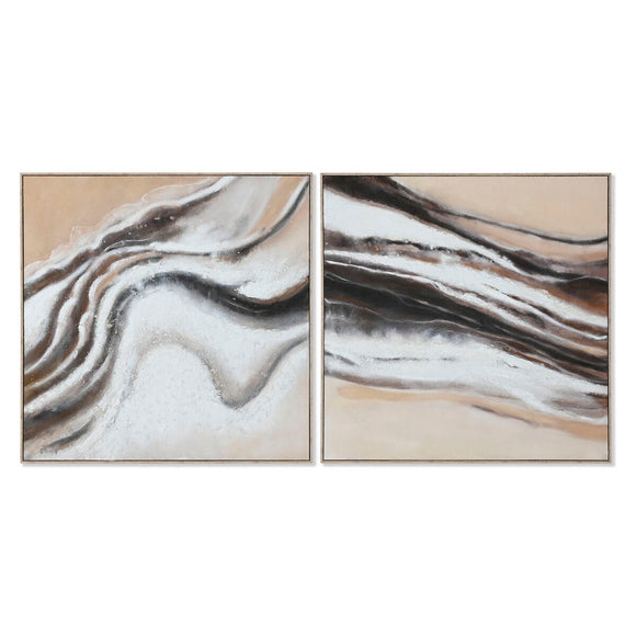 Painting Home ESPRIT White Beige Abstract Modern 102 x 3,2 x 102 cm (2 Units)-0