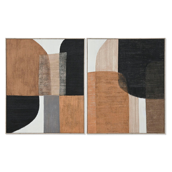 Painting Home ESPRIT Brown Black Abstract Urban 82 x 4,5 x 102 cm (2 Units)-0