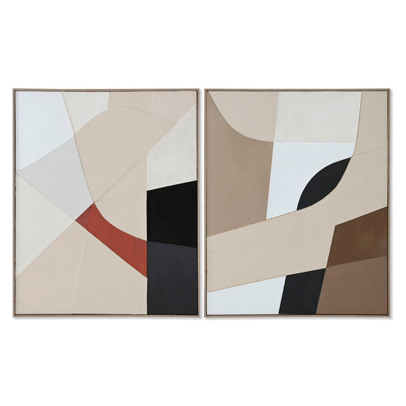 Painting Home ESPRIT Brown Beige Abstract Urban 82 x 3,8 x 102 cm (2 Units)-0