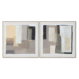 Painting Home ESPRIT Black Beige Jute polystyrene Abstract Urban 82 x 3,8 x 82 cm (2 Units)-0