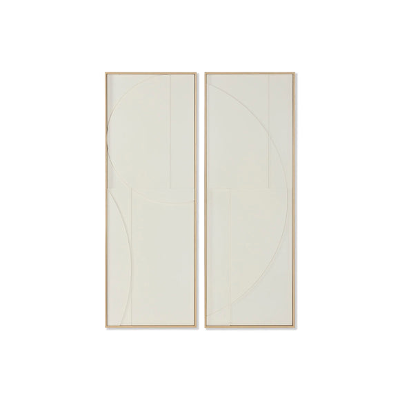 Painting Home ESPRIT White Natural Abstract Scandinavian 50 x 4 x 140 cm (2 Units)-0