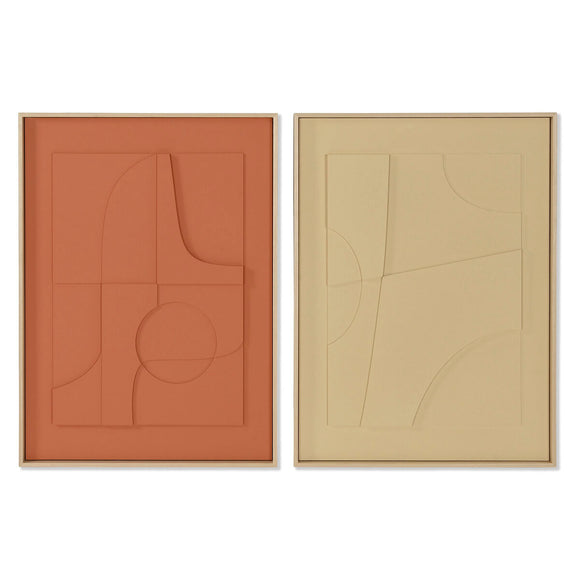 Painting Home ESPRIT Mustard Terracotta Abstract Urban 55 x 4 x 75 cm (2 Units)-0