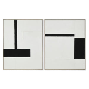 Painting Home ESPRIT White Black Abstract Modern 82 x 3,8 x 102 cm (2 Units)-0