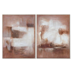 Painting Home ESPRIT White Brown Abstract Modern 92 x 3,8 x 122 cm (2 Units)-0