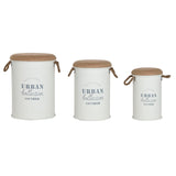 Decorative box Home ESPRIT White Polyurethane Metal Fibre Urban (3 Pieces)-0