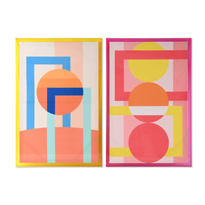 Painting Home ESPRIT Yellow Pink Modern Urban 80 x 3,3 x 120 cm (2 Units)-0