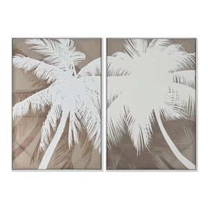 Painting Home ESPRIT White Beige Palms Mediterranean 83 x 4 x 123 cm (2 Units)-0