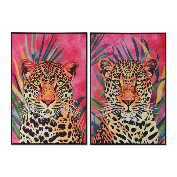 Painting Home ESPRIT Leopard Tropical 83 x 3,8 x 123 cm (2 Units)-0