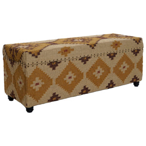 Chest Home ESPRIT Beige Mustard Cotton 120 x 40 x 45 cm-0