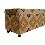 Chest Home ESPRIT Beige Mustard Cotton 120 x 40 x 45 cm-4