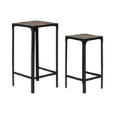 Set of 2 tables Home ESPRIT Black Natural 38 x 38 x 75 cm-0