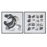 Canvas Home ESPRIT White Black polystyrene Canvas Abstract Modern 104 x 4 x 103,5 cm (2 Units)-0