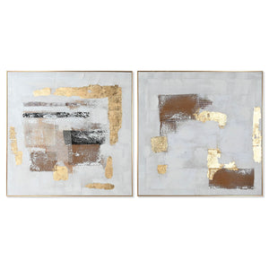 Canvas Home ESPRIT White Golden polystyrene Canvas Abstract 101,5 x 4 x 101,5 cm (2 Units)-0