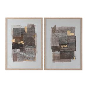 Canvas Home ESPRIT Brown Beige polystyrene plexiglas Abstract Urban 74 x 4,5 x 104 cm (2 Units)-0