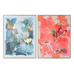 Canvas Home ESPRIT Blue Pink polystyrene Canvas Abstract Modern 94 x 4 x 123,5 cm (2 Units)-0